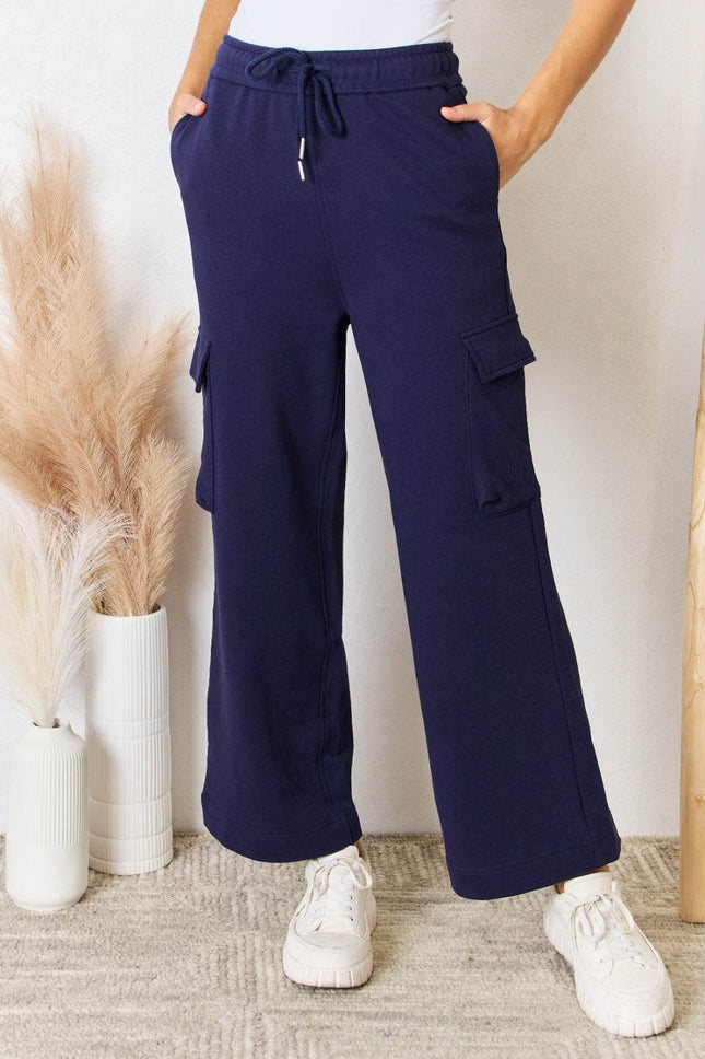 RISEN Drawstring Relaxed Cargo Wide Leg Pants - MimiStylez