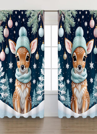 2PCs European Curtain Christmas Series