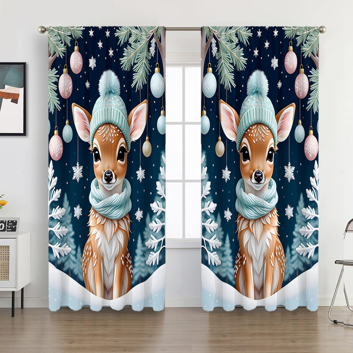 2PCs European Curtain Christmas Series