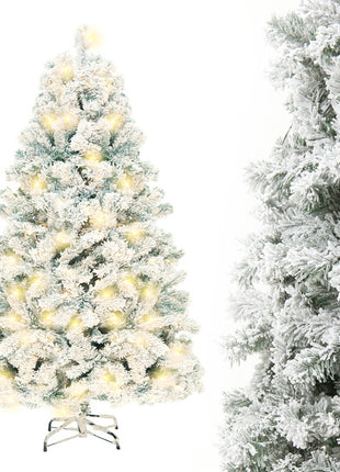 Pre Lit Cedar Christmas Tree Flocked Christmas With 800 Branch Tips, 250 Lights