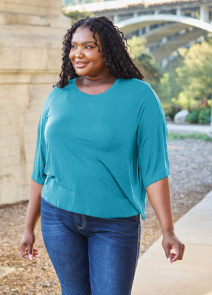 Basic Bae Full Size Round Neck Drop Shoulder T-Shirt - MimiStylez