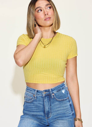 Basic Bae Full Size Ribbed Round Neck Short Sleeve T-Shirt - MimiStylez