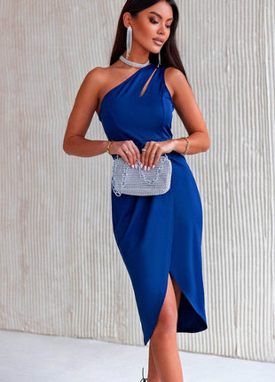 Ruched Cutout Single Shoulder Dress - MimiStylez