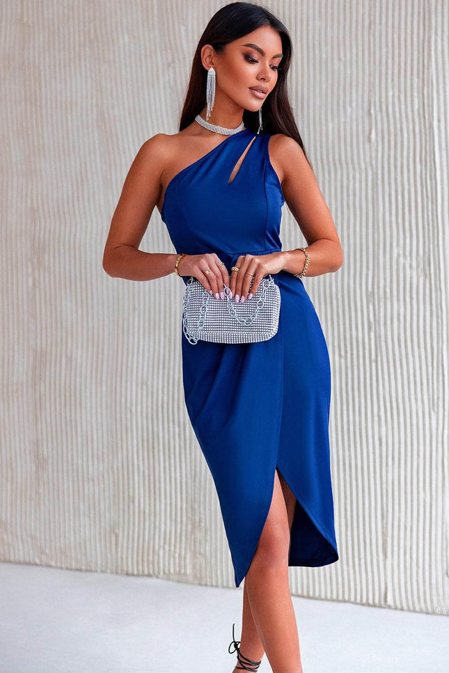Ruched Cutout Single Shoulder Dress - MimiStylez