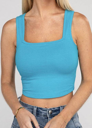 Cotton Square Neck Cropped Cami Top - MimiStylez