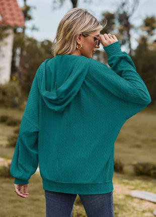 Cable-Knit Long Sleeve Hooded Jacket - MimiStylez