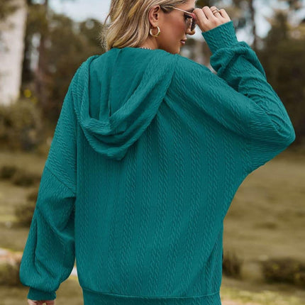 Cable-Knit Long Sleeve Hooded Jacket - MimiStylez