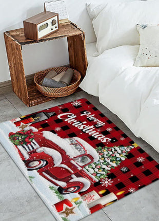 Christmas Carpet Red Christmas Tree Snowman Mat