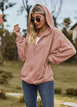 Cable-Knit Long Sleeve Hooded Jacket - MimiStylez