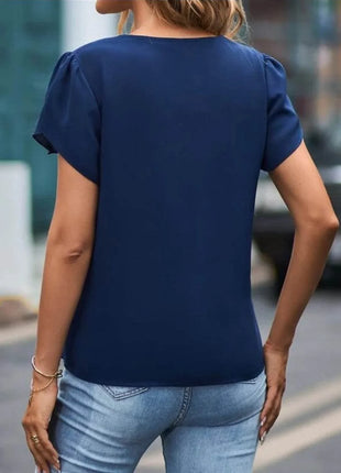 V-Neck Petal Sleeve Blouse - MimiStylez