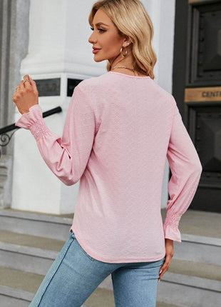 V-Neck Flounce Sleeve Blouse - MimiStylez