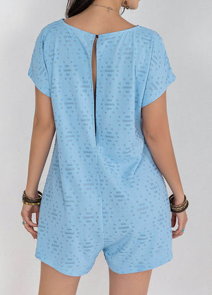 Round Neck Short Sleeve Romper - MimiStylez