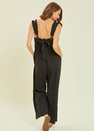 HEYSON Full Size Ruffled Strap Back Tie Wide Leg Jumpsuit - MimiStylez