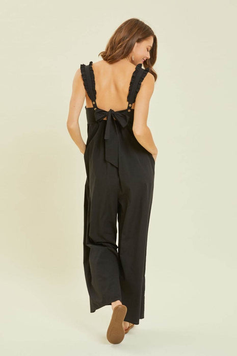 HEYSON Full Size Ruffled Strap Back Tie Wide Leg Jumpsuit - MimiStylez