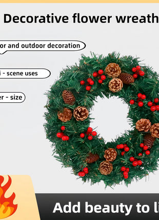 24 - Inch Christmas Wreath. Unlit, Yellow - Lit, Colorful - Lit Styles
