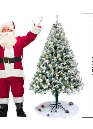 6FT- White Flocked Pre lit Lush Christmas Tree