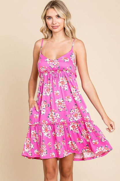 Culture Code Full Size Floral Ruffled Cami Dress - MimiStylez