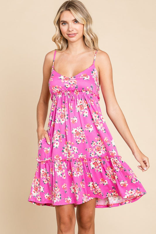 Culture Code Full Size Floral Ruffled Cami Dress