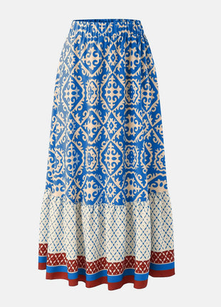 Geometric Elastic Waist Maxi Skirt - MimiStylez