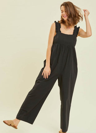 HEYSON Full Size Ruffled Strap Back Tie Wide Leg Jumpsuit - MimiStylez