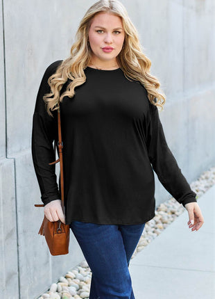 Basic Bae Full Size Round Neck Dropped Shoulder T-Shirt - MimiStylez