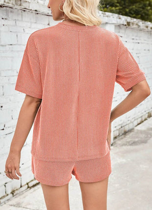 Lovelet Round Neck Half Sleeve Top and Drawstring Shorts Set - MimiStylez