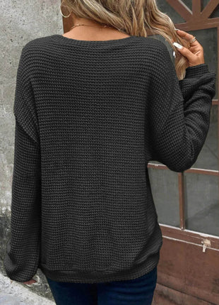 Plus Size Relaxed Fit Waffle Knit Round Neck T-Shirt - MimiStylez