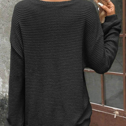 Plus Size Relaxed Fit Waffle Knit Round Neck T-Shirt - MimiStylez