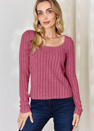 Basic Bae Full Size Ribbed Long Sleeve T-Shirt - MimiStylez