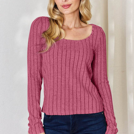 Basic Bae Full Size Ribbed Long Sleeve T-Shirt - MimiStylez
