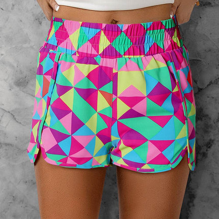 Color Block Elastic Waist Shorts - MimiStylez