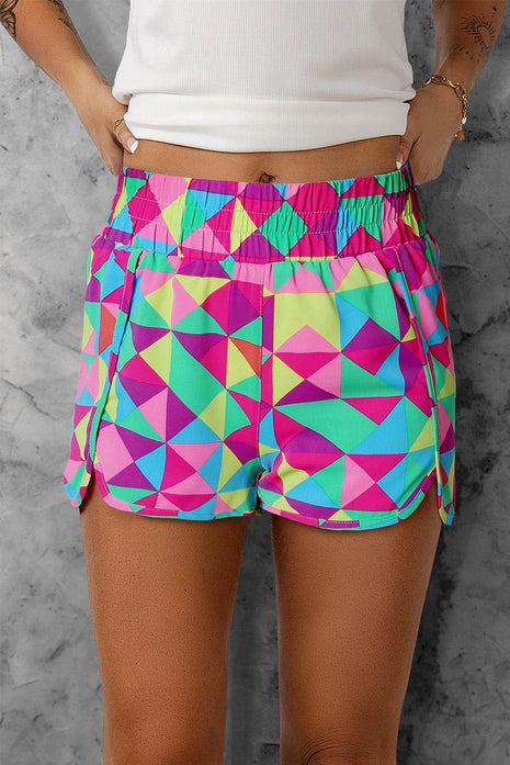 Color Block Elastic Waist Shorts - MimiStylez