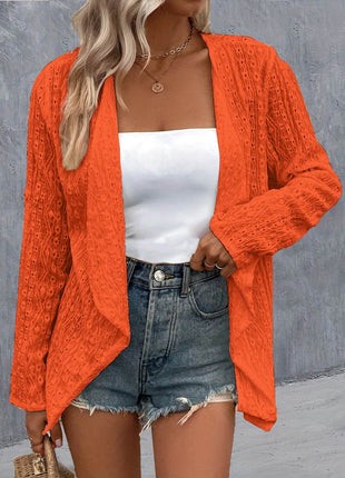 Eyelet Roll-Tab Sleeve Cardigan - MimiStylez