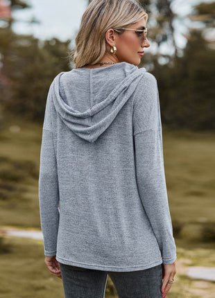 Drawstring Dropped Shoulder Hooded T-Shirt - MimiStylez