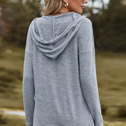 Drawstring Dropped Shoulder Hooded T-Shirt - MimiStylez
