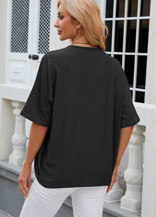 Eyelet Open Front Half Sleeve Cardigan - MimiStylez