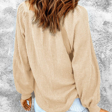 Square Neck Waffle-Knit Top - MimiStylez