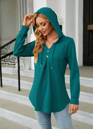 Long Sleeve Hooded Blouse - MimiStylez