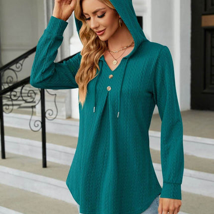 Long Sleeve Hooded Blouse - MimiStylez