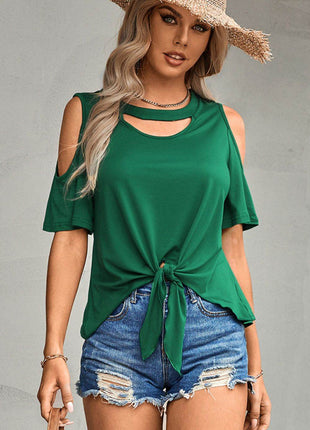 Tied Cutout Cold-Shoulder Top - MimiStylez