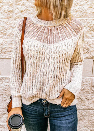 Round Neck Rib-Knit Sweater - MimiStylez