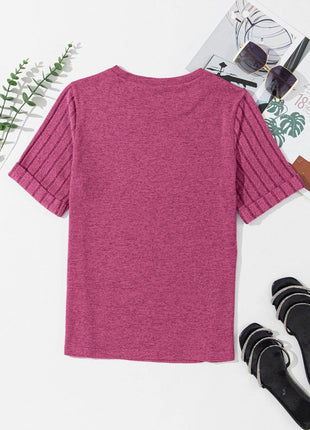 Round Neck Short Sleeve T-Shirt - MimiStylez