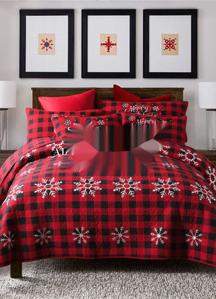 Christmas Cotton Snowflake Embroidery Quilt Three-piece Set