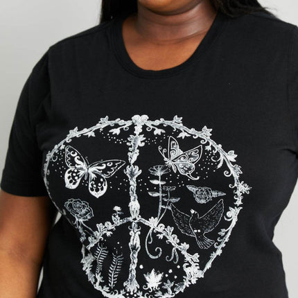 mineB Full Size Butterfly Graphic Tee Shirt - MimiStylez