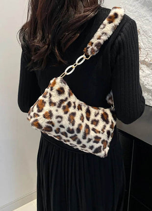 Leopard Fluff Shoulder Bag - MimiStylez