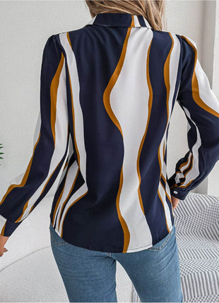 Printed Button Up Long Sleeve Shirt - MimiStylez