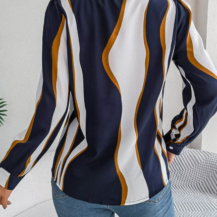 Printed Button Up Long Sleeve Shirt - MimiStylez