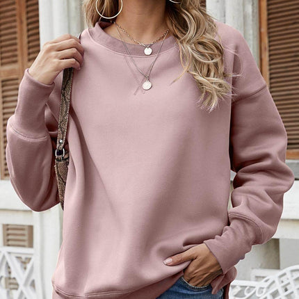 Dropped Shoulder Slit Sweatshirt - MimiStylez