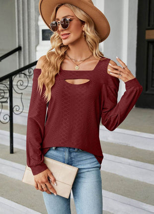 Cold Shoulder Square Neck Cutout Blouse - MimiStylez