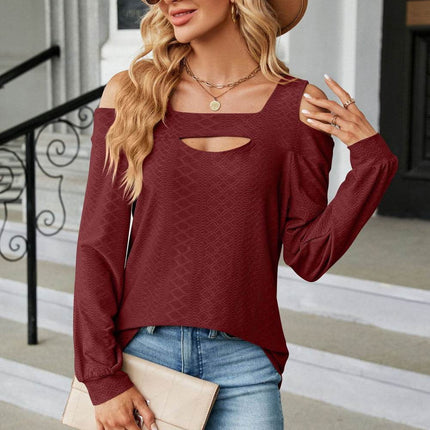 Cold Shoulder Square Neck Cutout Blouse - MimiStylez